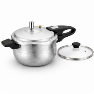 nestora 9 litre 2 in 1 aluminum pressure cooker | pressure lid and open cooking lid
